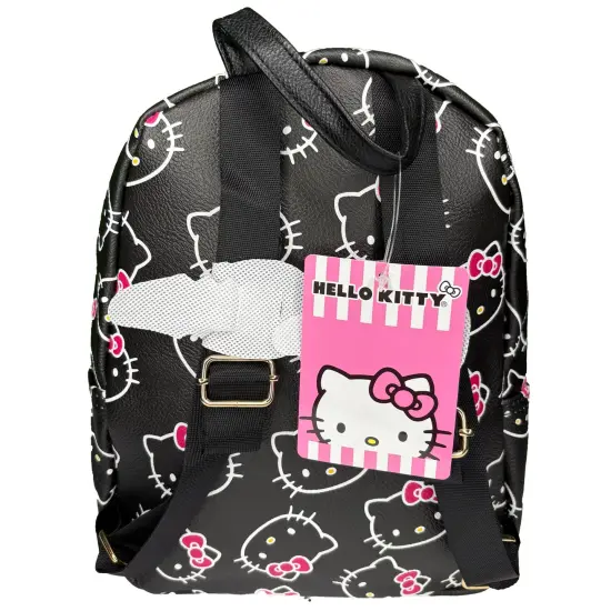 Hello Kitty Teen Bows All Over Print Polyester Mini Backpack, Black {6}