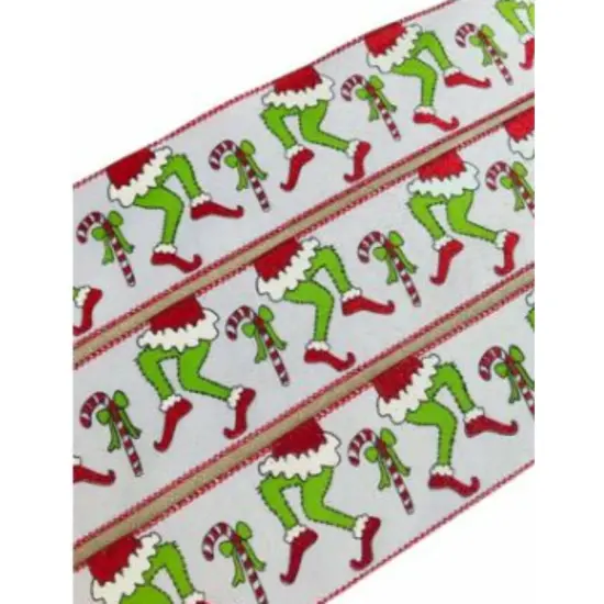 2.5" Green Monster Legs Ribbon: Red (10 Yards) {2}