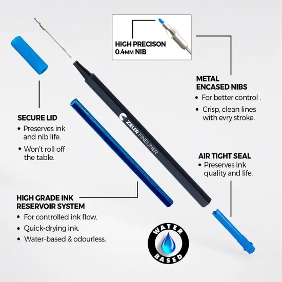 20 Colour Fineliner Pens Set 0.4mm Line Width Assorted Colours {3}