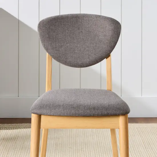 Best Choice Products 2-Piece Mid-Century Modern Wood & Upholstered Dining Chair Set Oak/Medium Gray {3}