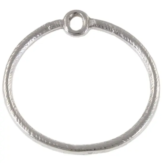 JewelrySupply Etched 30mm Round Hoop Charm Antique Silver (Package of 2) {1}