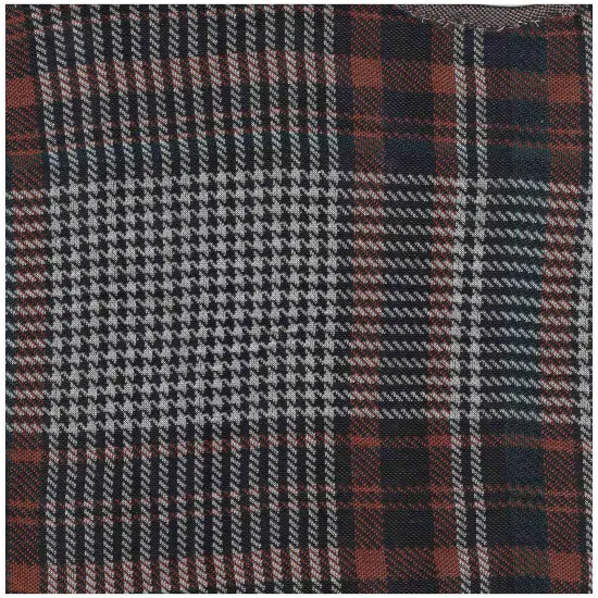 1 Yard Double Knit Jacquard Plaid Fabric 230 GSM. 58/60" Width RUST/HUNTER {1}