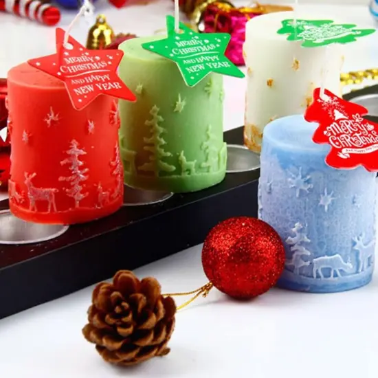 3D Cylinder Christmas Candle Molds,Silicone Soap Mold(Random Mold Color) {4}