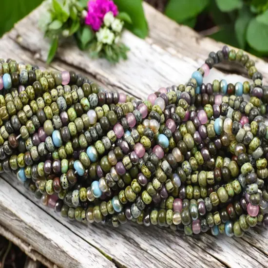 6/0 Aged Jupiter Striped Picasso Mix Seed Beads (18" Strand) {4}