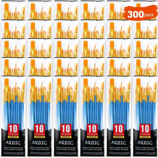 Painting Brush Set, 30 Packs/300 Pieces, Nylon Brush Head, Suitable for Oil and Watercolor, Perfect Suit of Art Painting, Best Present for Painting Enthusiasts {1}