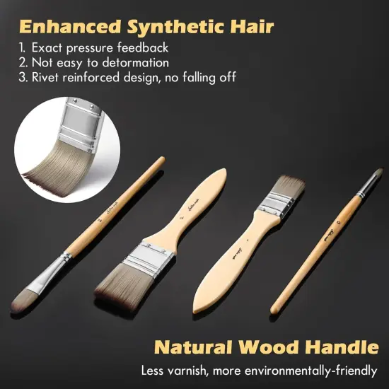 Acrylic Paint Brush Set, Golden Maple 25 PCS Paint Brushes for Acrylic Painting Oil Watercolor & Canvas,Enhanced Synthetic Brush Set with Cloth Roll and Palette Knife {2}