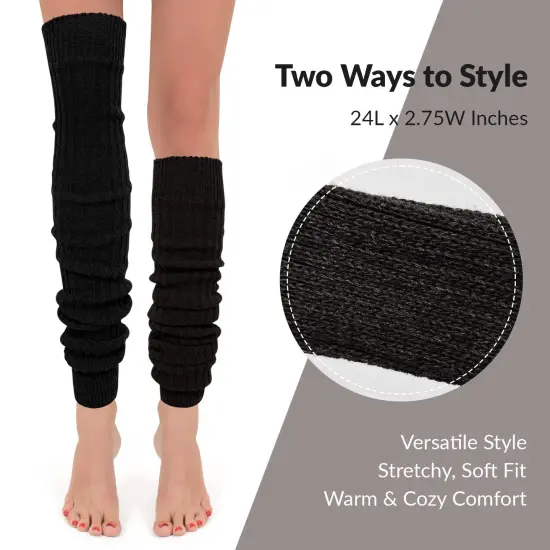 Wrapables Over The Knee Long Wool Blend Leg Warmers, Black {2}