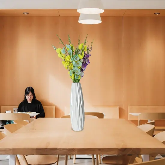 White Ceramic Flower Vase,12 Inch Tall Modern Textured Vases for Farmhouse,Shelf,Table Centerpieces,Home Decor,Living Room Decorations Minimalist Large Pattern Vase for Pampas Grass Flower {5}