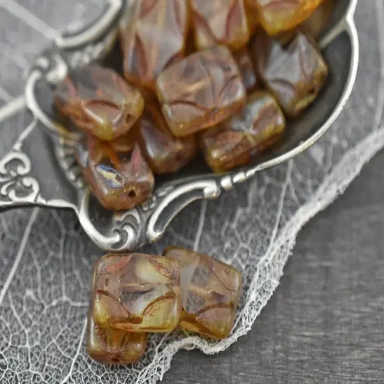 *12* 12x8mm Crystal Mint Picasso Table Cut Diamond Rectangle Beads {5}