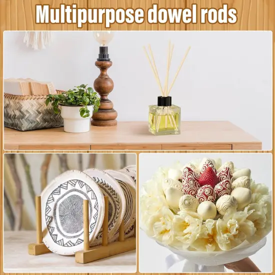50Pcs Wooden Dowel Rods 1/4 x 12 Inch Wood Sticks for Crafts, Precut Wooden Rod Sticks Natural Wood Dowels for Craft and DIY Projects, Cake Dowels Hardwood Craft Dowel Rods {4}