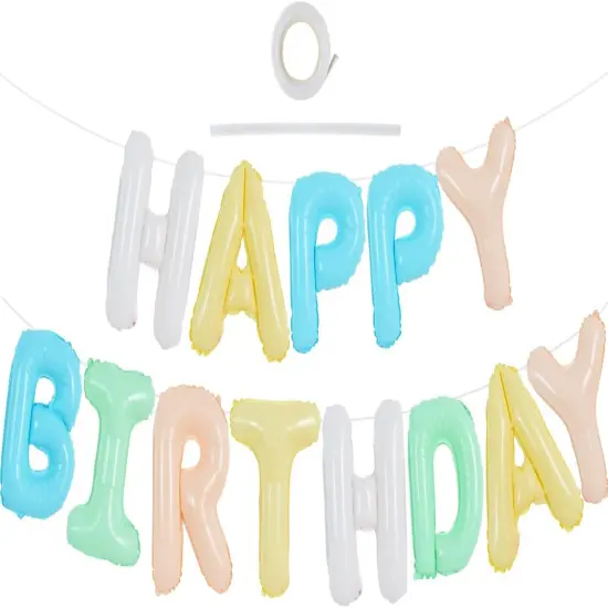 Light Colorful Happy Birthday Balloon Banner 16 Inch Mylar Foil Letters Birthday Sign Bunting for Girls Boys Kids & Adults Birthday Decorations and Party Supplies {1}