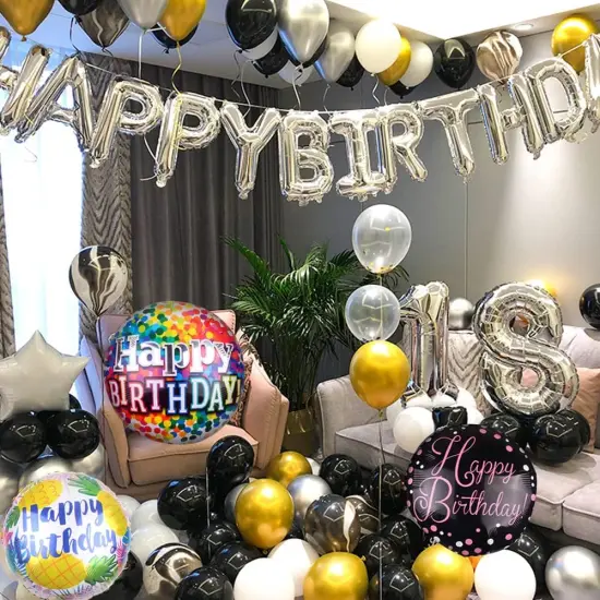 50 Pieces Happy Birthday Party Aluminum Foil Balloons 18" Foil Mylar Helium Balloon Round Inflatable Balloons for Birthday Parties Baby Shower Decorations Supplies {2}