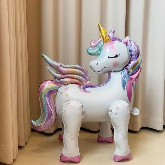 Self-Standing Unicorn Balloons for Birthday Decorations Rainbow Unicorn Party Supplies Unicorn Foil Balloon - 28 Inch, Pack of 2 {4}