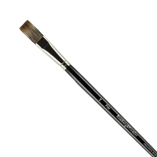 Creative Mark Hamburg Premiere Professional Oil Painting Brushes - Flat #14 Oil Paint Brush - Handmade in Germany, Natural & Synthetic Hair Blend, Long Triple-Lacquered Birch Handle {1}