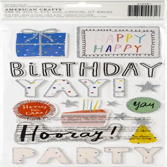 Thickers Hooray Word Stickers with Glitter Accents - 57pcs {2}