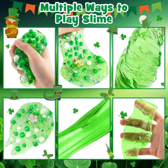 Frog Clear Slime 300ml, Green Clear Slime Kit for Girls Ages 8-12 with 8 Packs Slime Add-Ins, Slime for Kids Party Favors, Non Stick Slime with Clay, Halloween St. Patrick's Day Easter Gifts {4}