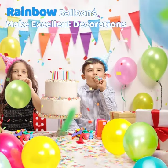60 Pack Balloons Assorted Color 12 Inches Rainbow Latex Balloons, 10 Bright Color Balloon Arch Kit {4}