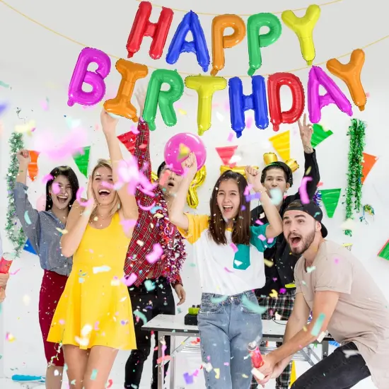Happy Birthday Balloon Letters 16 inch Mylar Foil Birthday Balloons Banner Sign for Birthday Party Decorations Supplies (Color) {3}