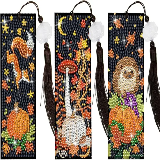 3 Pcs 5D Thanksgiving Diamond Bookmarks Painting for Book Lovers {1}