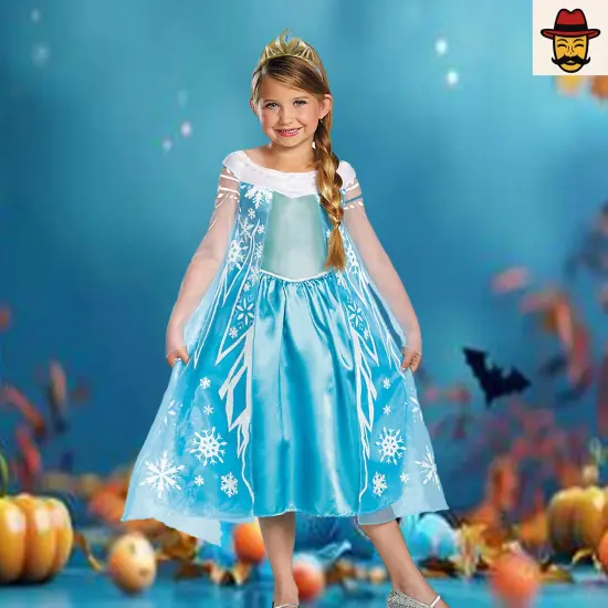 Girls Disney Frozen Elsa Costume with Tiara Dress Set {4}