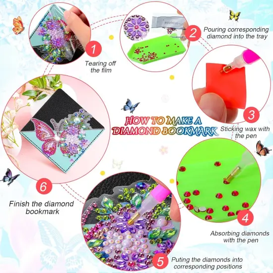 8 Pcs Diamond Painting Bookmark Kit Butterfly {3}