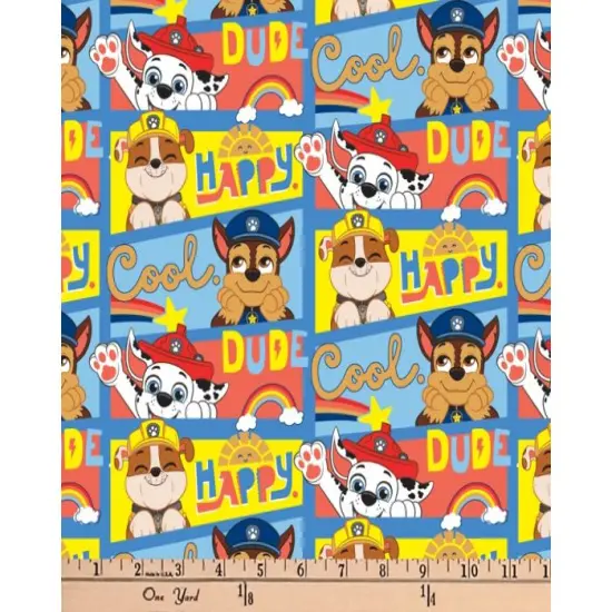Paw Patrol Happy Cool Dudes Cotton Print Fabric | By the Yard | Sewing and Crafting | 44 inches wide {1}