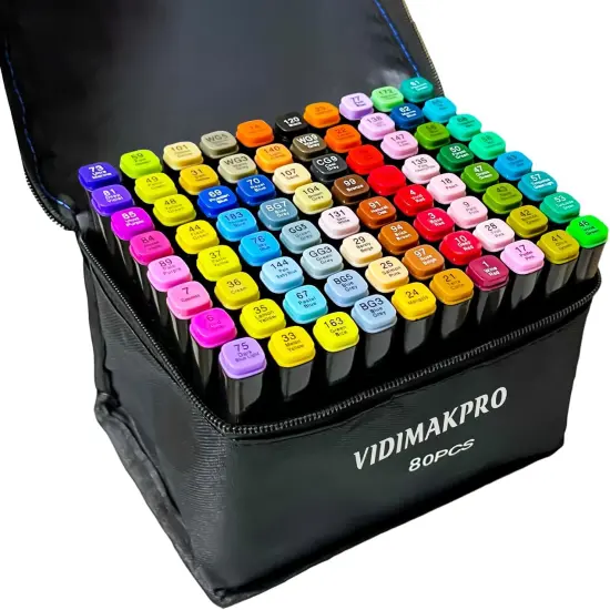 Alcohol Markers 80 Colors with Base Dual Tip Art {1}