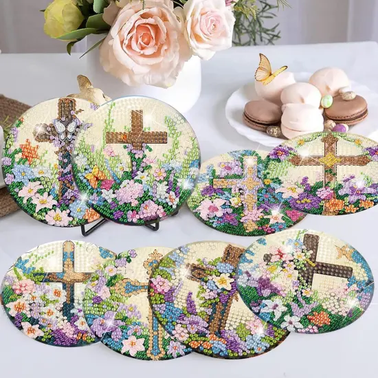 Christ Cross Diamond Painting Coasters Kits for Adults with Holder {2}