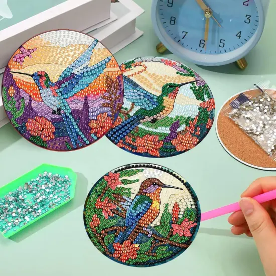 Painting Coasters Kit for Adults Beginners Bird Diamond Art Coasters Crafts Supplies {4}