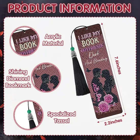 8 Pcs Gothic Dark Romance Diamond Painting Bookmarks Kit {4}