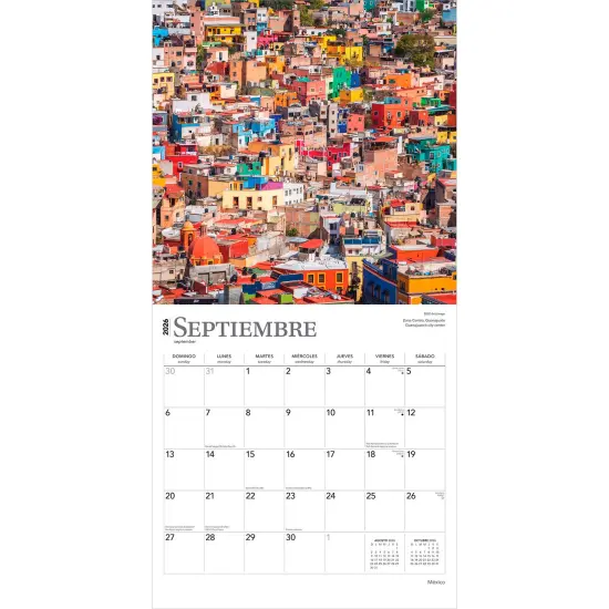 Mexico | 2026 12 x 24 Inch (Hanging) Monthly Square Wall Calendar | English/Spanish Bilingual | Plastic-Free {4}