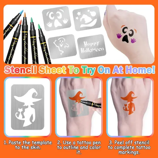 192 PCS Halloween Temporary Tattoo Stencils {3}