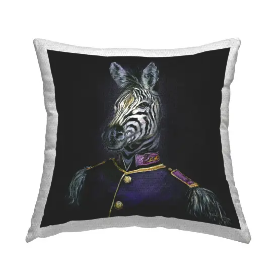 Historical Coat Zebra Outdoor Printed Pillow Design by Bree Merryn, 18 x 7 x 18 {1}