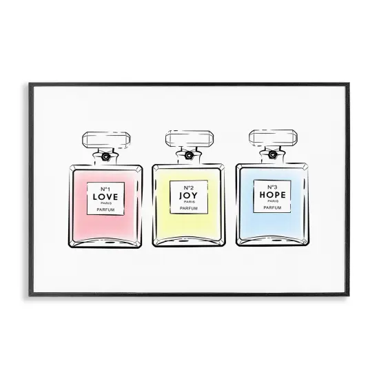 Stupell Industries Love Hope Joy Perfumes Framed Giclee Wall Art Design by Martina Pavlova {1}