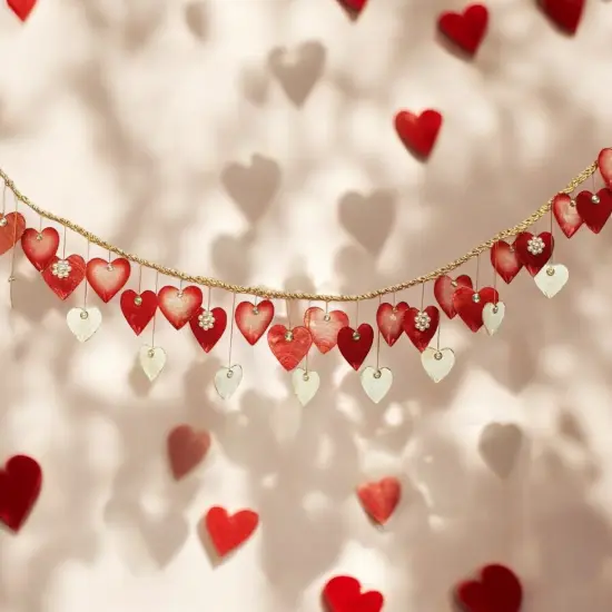 Jeweled Hearts Capiz Garland - Valentine's Day and Wedding Decor Pink {3}
