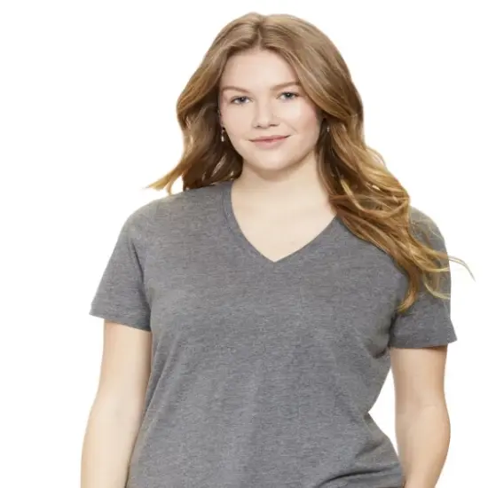 Port & Company&reg; Ladies Core Cotton V Neck Short Sleeve Tee Sangria {5}