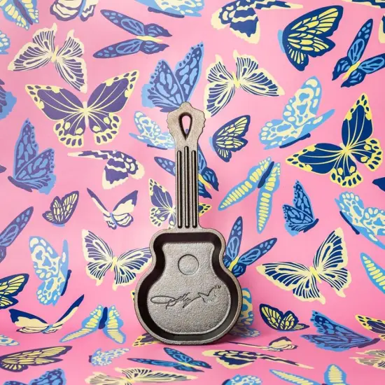 Lodge Cast Iron Mini Skillet, Dolly Parton Rockstar Guitar Shape Design with Signature, Seasoned Cookware, 12 inch diameter {4}