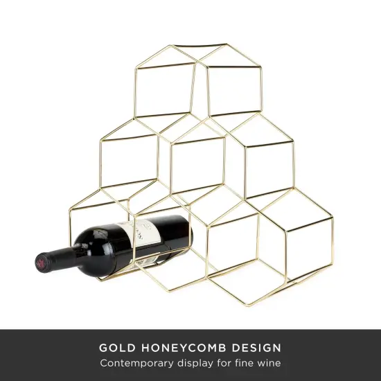 Belmont Geo 6-Bottle Counter Top Wine Rack in Gold {5}