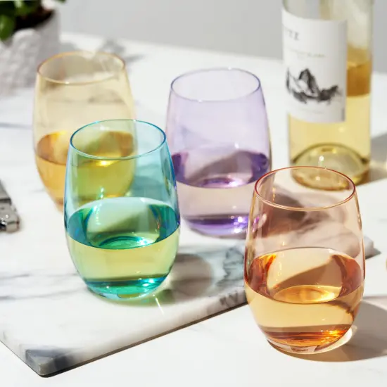 Color Stemless Wine Glass set of 4  {2}