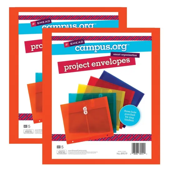 Poly Project Envelopes, 5 Per Pack, 2 Packs {1}