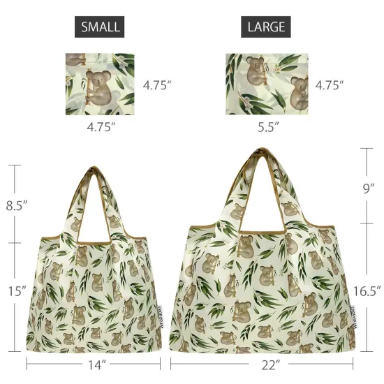 Wrapables Large & Small Foldable Tote Nylon Reusable Grocery Bags, Set of 2, Koalas {2}