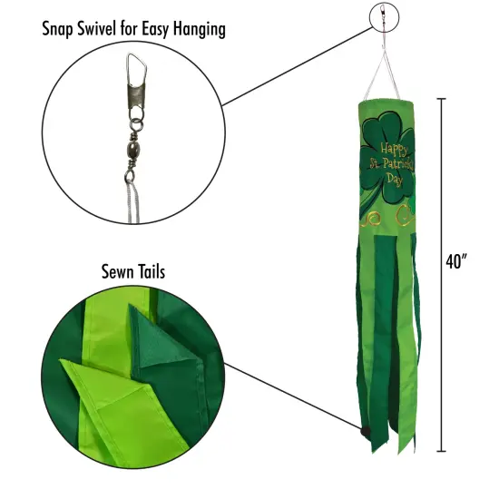 In the Breeze 5057 St. Patrick's Day 40-Inch Windsock - Outdoor Holiday Windsock {5}