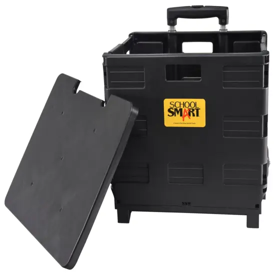School Smart Folding Storage Cart on Wheels, Medium, 13-7/8 x 11 x 12 Inches, Black {4}