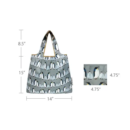 Wrapables Medium Foldable Tote Nylon Reusable Grocery Bag (Set of 2), Penguins {2}