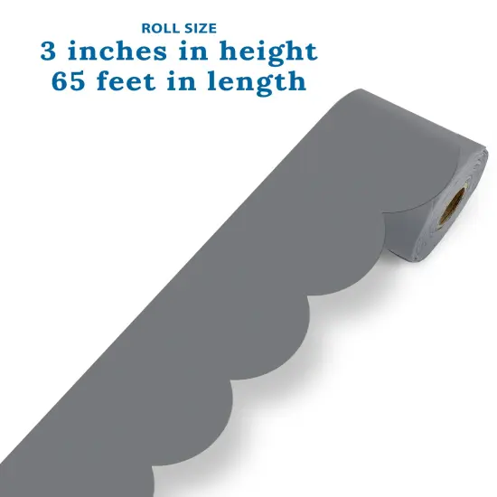 Carson Dellosa 65Ft of Gray Bulletin Board Borders, 1 Roll of Grey Scalloped Trim for Rolling Whiteboard, Cork and Posterboard, Party, Office Decorations, and Classroom Decor {3}