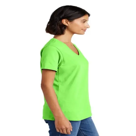 Port & Company&reg; Ladies Core Cotton V Neck Short Sleeve Tee Kelly {4}