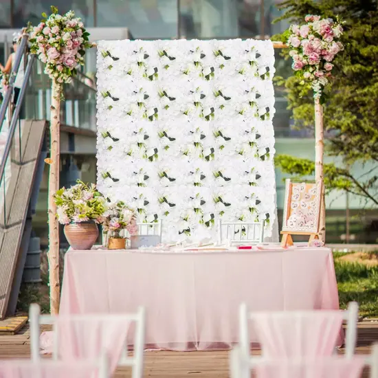 6 Pcs Artificial Wedding Silk Flower Wall Decor Background Rose Floral Panels {1}