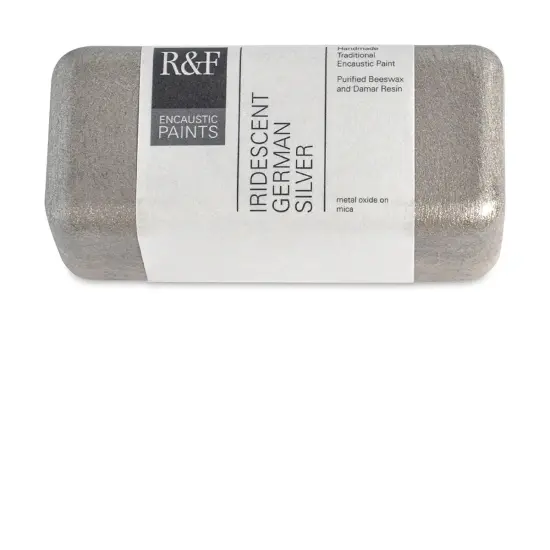 R&F Encaustic Paint Block - Iridescent Geman Silver, 104 ml block {1}