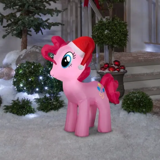 3.5' Gemmy Airblown Inflatable Christmas My Little Pony Pinkie Pie w/ Santa Hat 118990 {2}