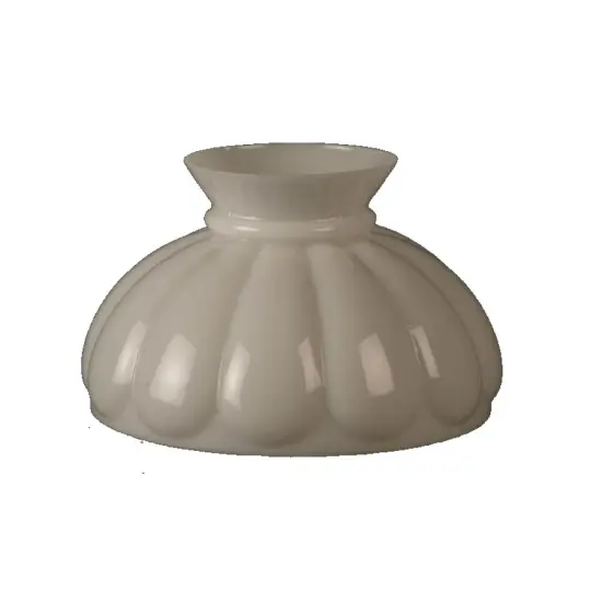 Lehman's Decorative Melon Style Glass Oil Lamp Shade 10" Fitter Opal White {1}